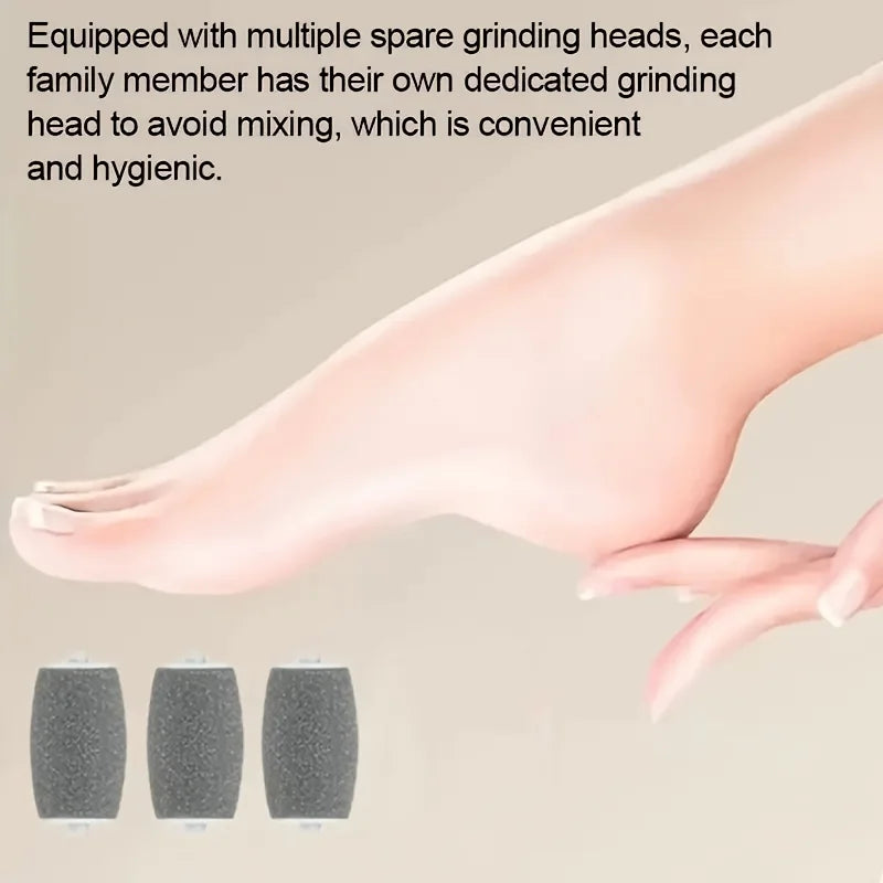 Rechargeable Electric Foot Grinder for Thick Faux Leather USB Personal Care Tool with Interchangeable Heads Grooming Tool