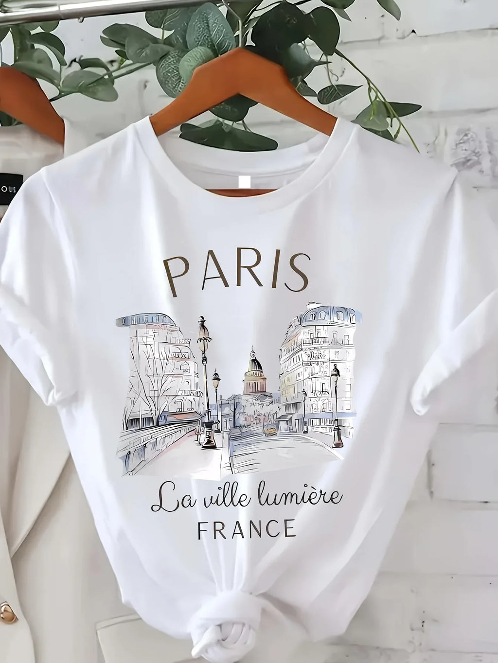 90s T Shirt Paris Women Print T-shirt Girl Short Sleeve  Summer Spring