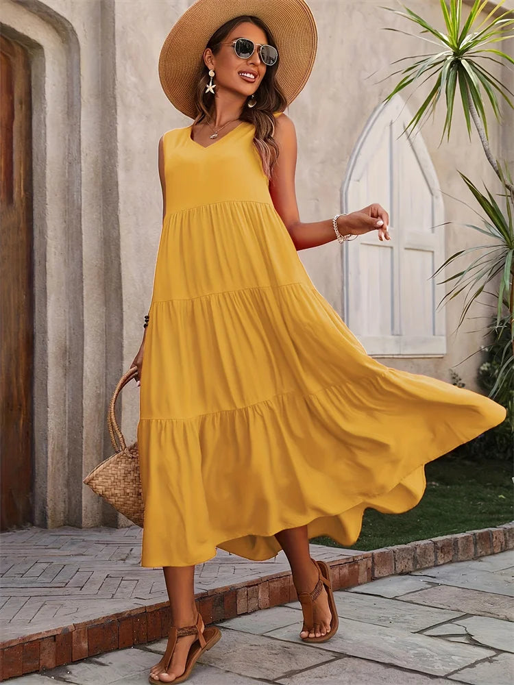 2026 Women Dress Summer Casual Brand Vacation Holiday Beach