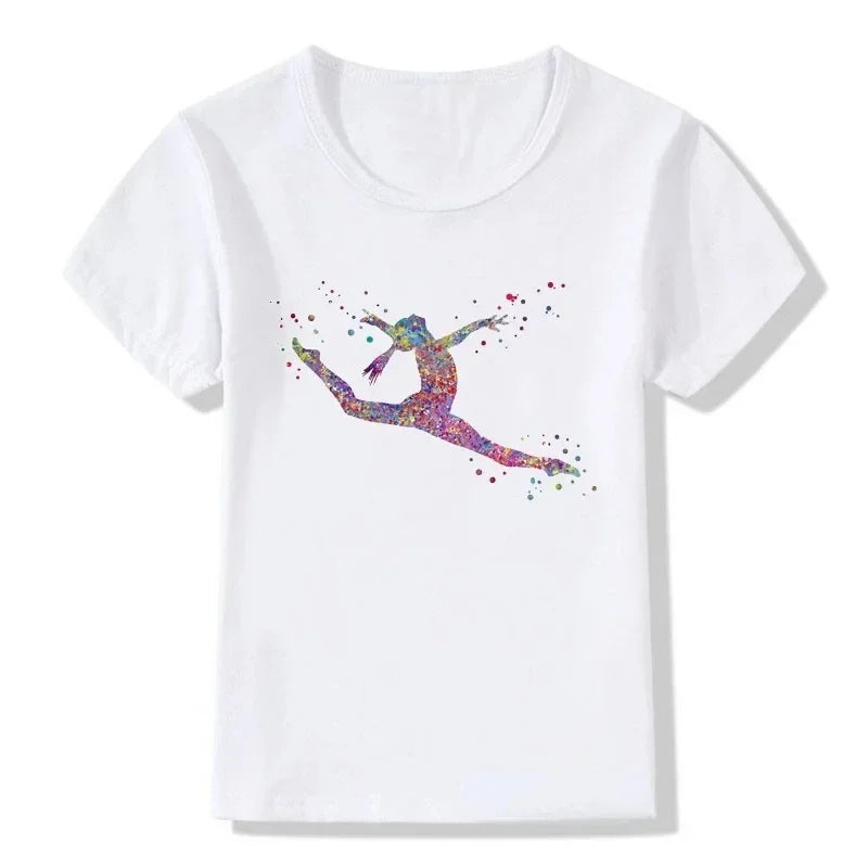 Boys T-shirt Girls Kids Rhythmic Gymnastics Printed T-shirt Modal Clothing Short Sleeves Boys Clothes