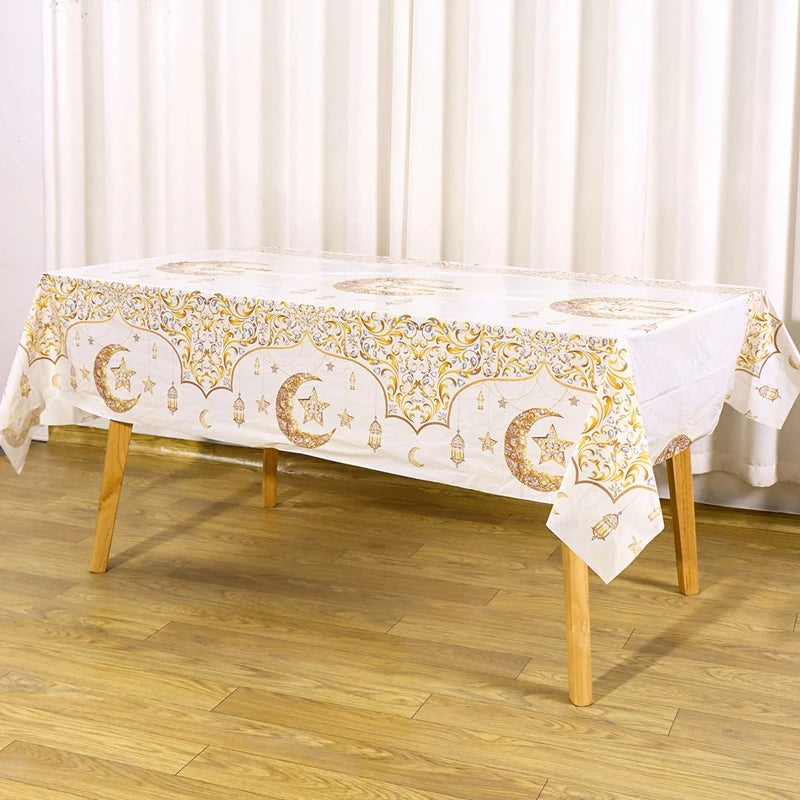 Eid Mubarak Tablecloths Ramadan Decoration for Home 2026 Islamic Muslim Party Decor Ramadan Tableware Supplies Eid Al Adha Gift