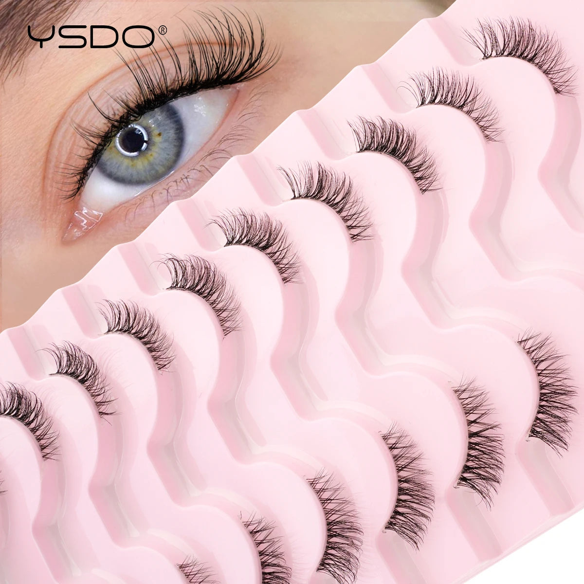 YSDO Half Lashes 3/10 Pairs Natural Long 3D Fuax Mink False Eyelashes Makeup Soft Wispy Short Half Eyelashes Faux Cils Maquiagem