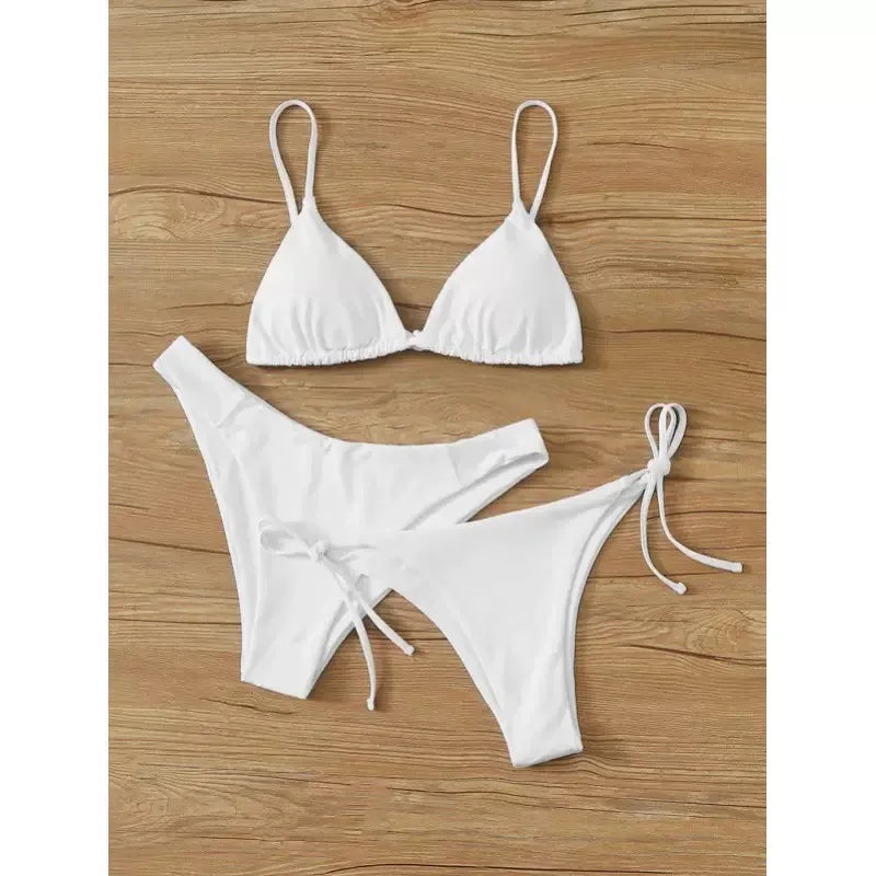 3 Pieces Bikini Set Women Push Up Swimsuit with 2 Bottoms Low & Mid Waist Adjustable Straps Summer Beachwear Bathing Suit 2025