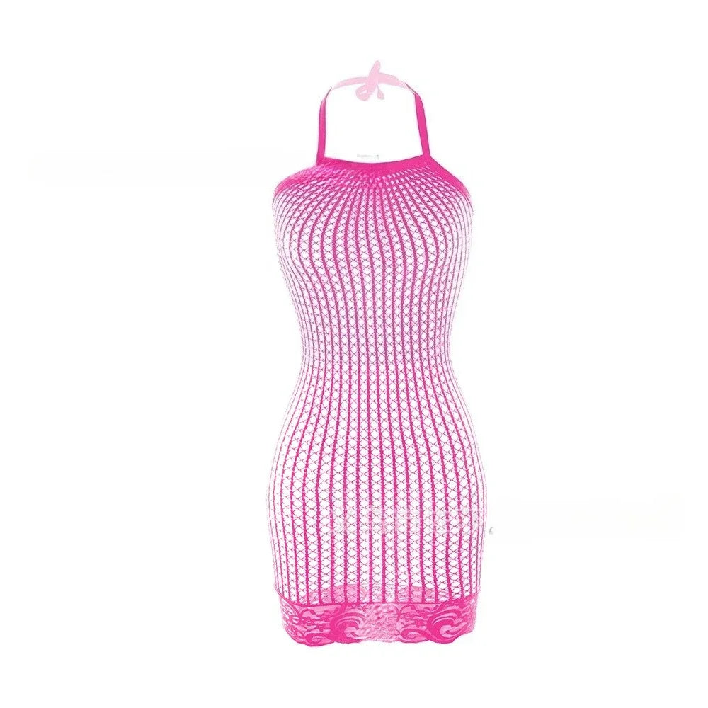 1PC Women Sexy Fishnet Cover Up Without Bikini Hollow Out See Through Bodycon Dress Beachwear Summer Women's Swimwear