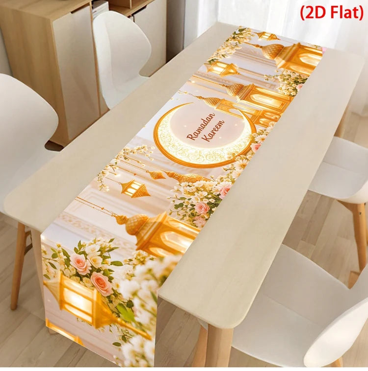 Ramadan Table Runner Eid Mubarak Decoration 2026 for Home Ramadan Kareem Ramadan Mubarak Islamic Muslim Party Eid Al-Fitr Gifts