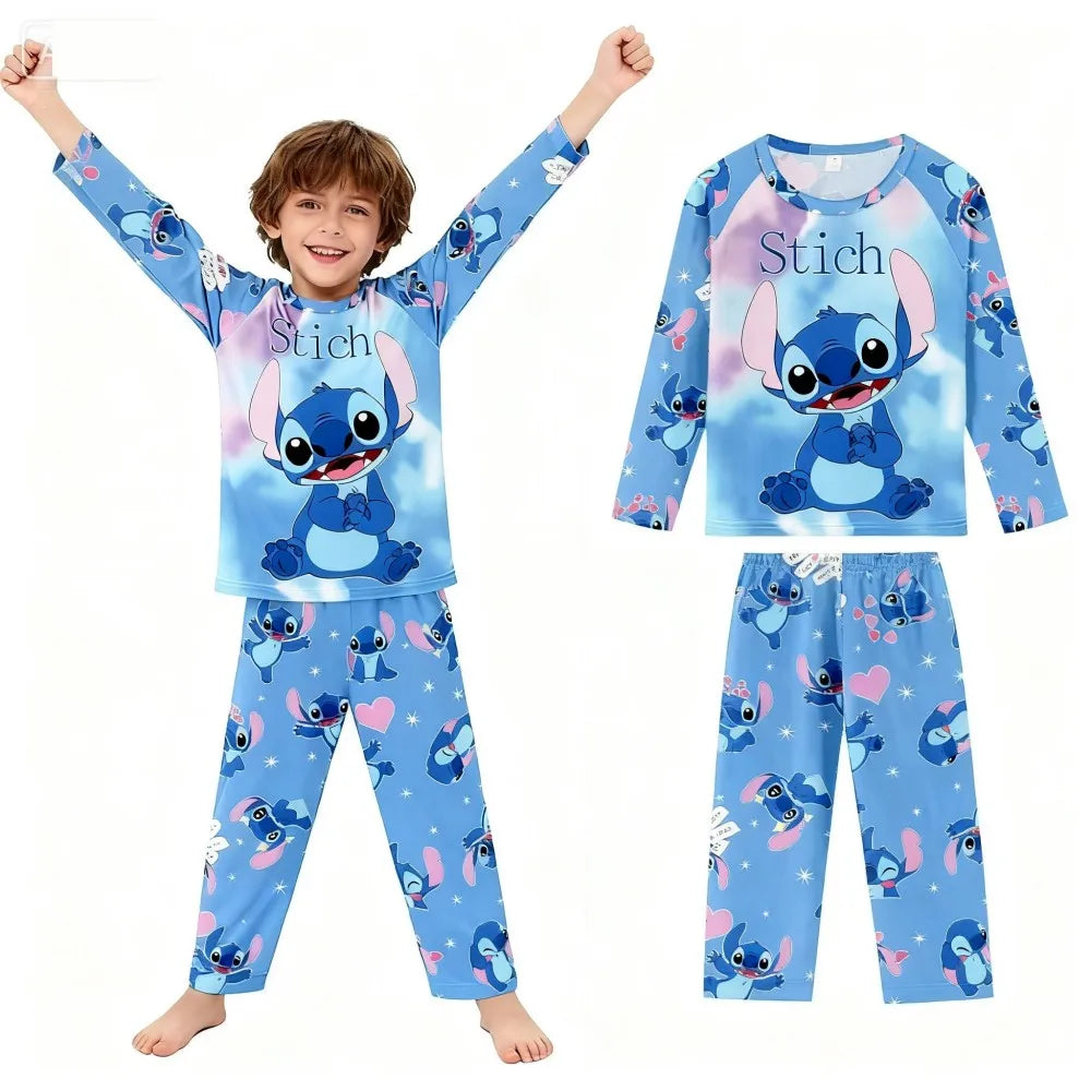 Stitch Boys and Girls Pajamas Minnie Pijama Stitch Niña Autumn Winter Soft Kids Pjs Girls Pajamas Mickey Mouse Homewear