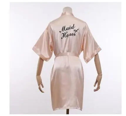 Bride Bridesmaid Wedding Robe Embroidery Kimono Bathrobe Gown Nightgown Casual Satin Short Women Sexy Nightwear Sleepwear