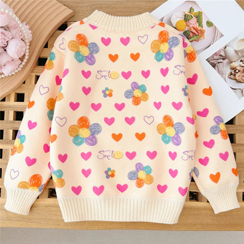 Girls' Sweater Autumn/Winter New Thickened Fashion Children's Knitted Sweater Girls' Top Sweet and Cute