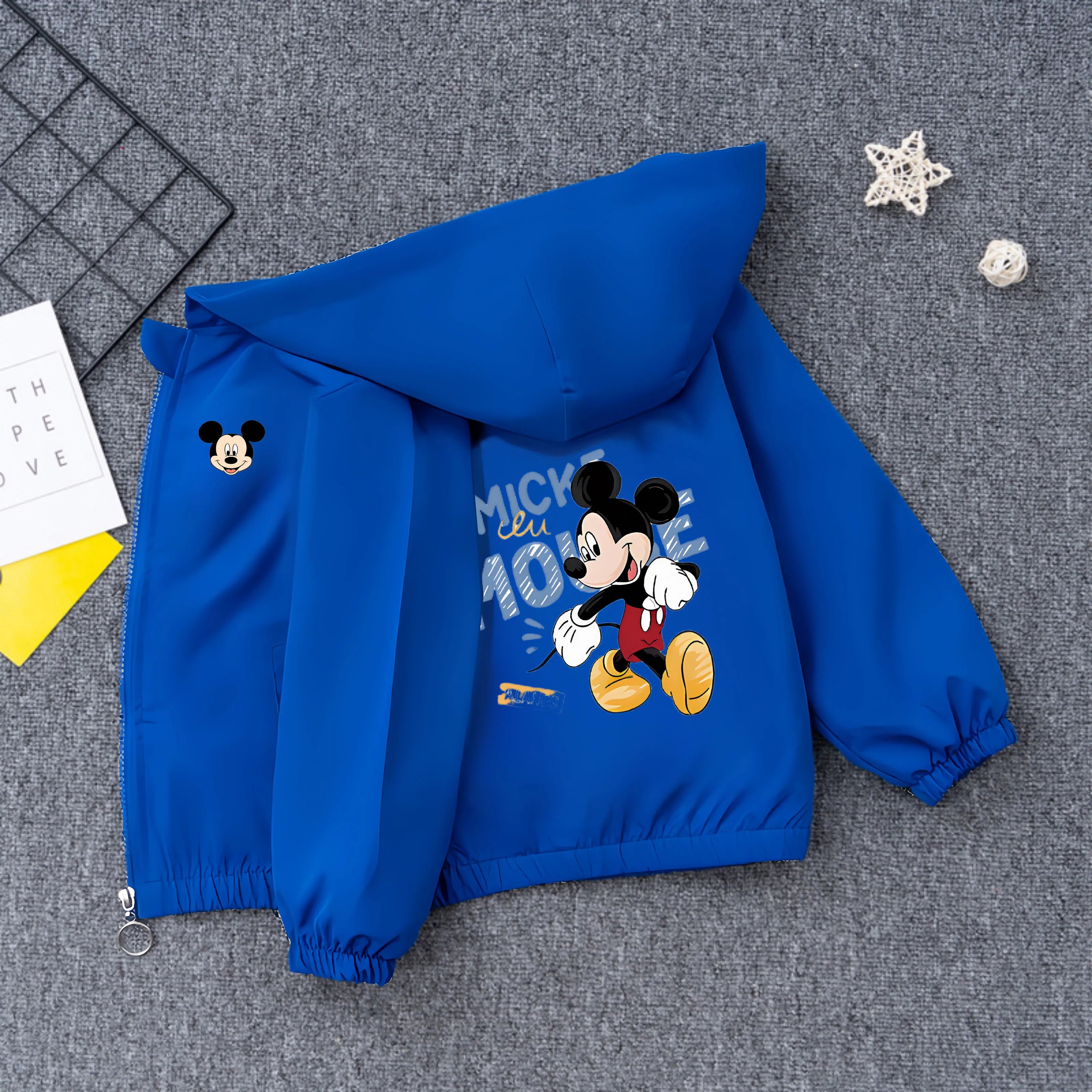 Minnie Mickey Mouse Kids Windbreaker Jacket Spring Autumn Fashion Cartoon Print Coat for Boys Girls Teen Outerwear