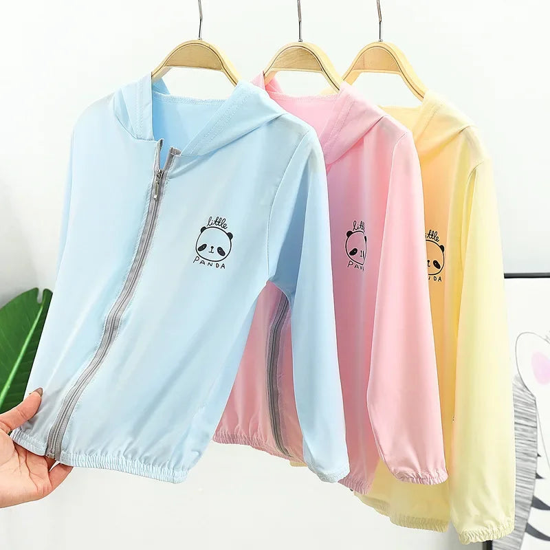Summer Boys and Girls UV Sun Protection Clothing Thin Hooded Jacket for Kids Breathable Air Conditioner Shirt Clothes 2-10 Years