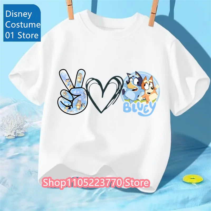 Kids Bluey Cartoon T-Shirt Autumn Winter Short Sleeve Warm Anime Print Comfortable Sweatshirt for Boys and Girls Daily Use