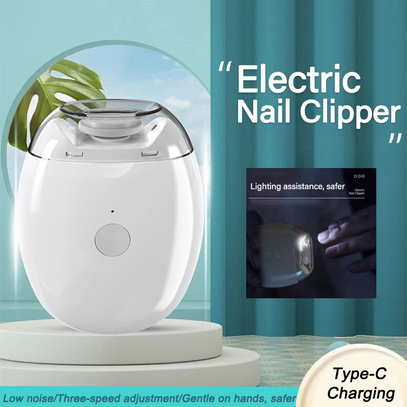 2 IN 1 Electric Nail Clipper Cutter With LED Light Automatic Nail Grinder Trimmer For Baby Adult Mini Manicure Tools Nail Care