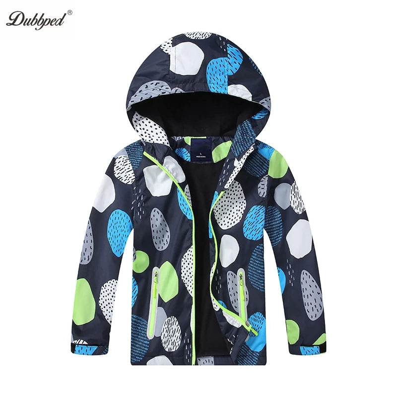 Dubbped Boys Girls Lightweight Breathable Raincoat Waterproof Hooded Rain Jacket Windbreaker Easy to Fold 3-12Y