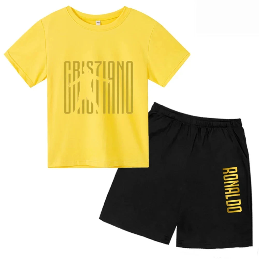 3D kids T-shirt Summer CR7 Star Print Top/Shorts  Boys/Girls Preschool 3-13Y Birthday Gift Sunshine Casual Round Neck Sports Set