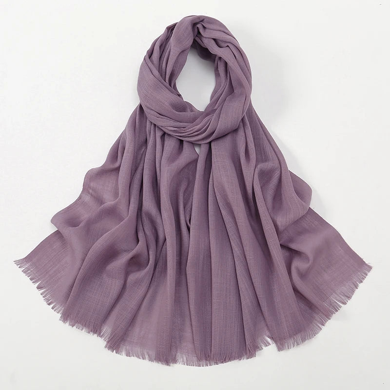 New Bamboo Cotton Hijab Scarf For Women Solid Wrap And Shawls Musulman Headband Islamic Turban Headband Maxi Headscarf Foulard