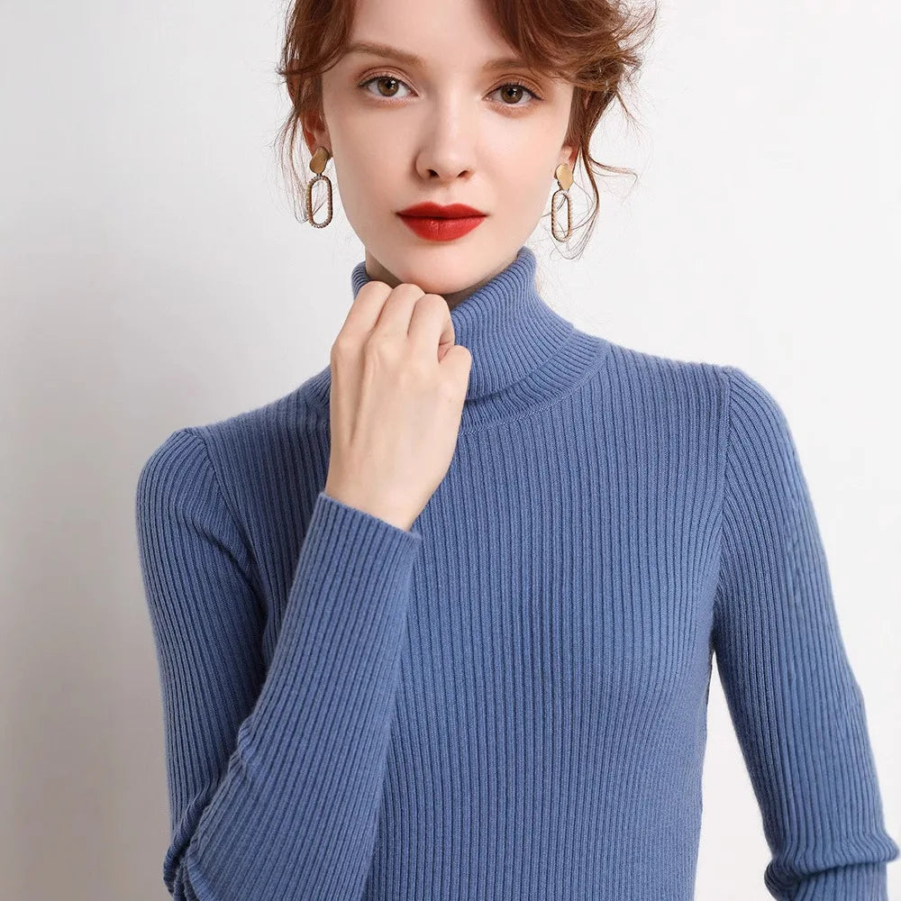 Korean Slim Fit High Neck Sweater