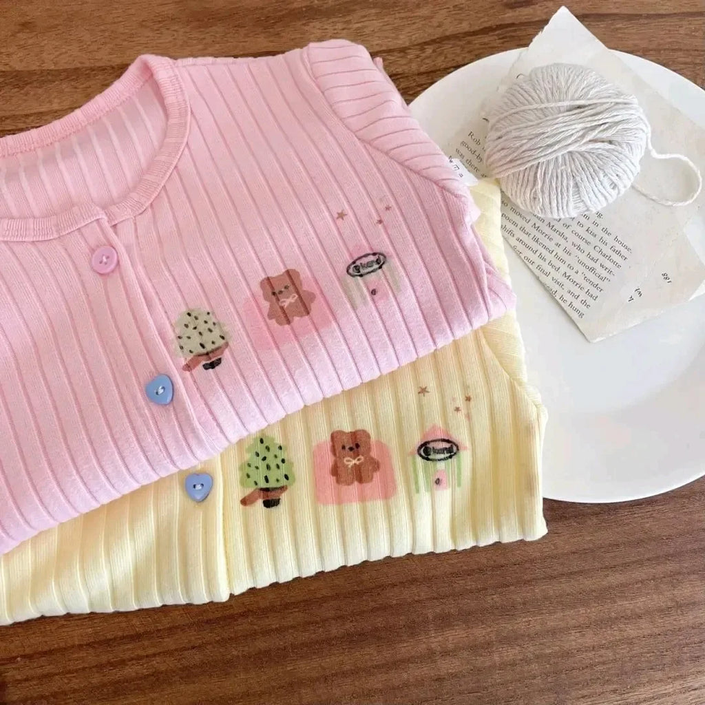 Girls' Base Shirt Long Sleeved Soft Cardigan Children's Cartoon Solid Color Color Color Buckle Jacket Baby Children's Clothing