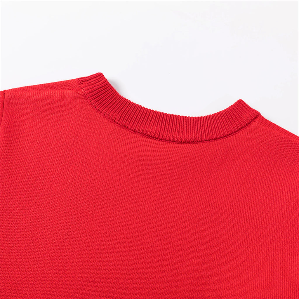 Christmas Girls' Sweater Red Long Sleeve Round Neck Santa Claus Pattern Outdoor Leisure Autumn/Winter Sweater