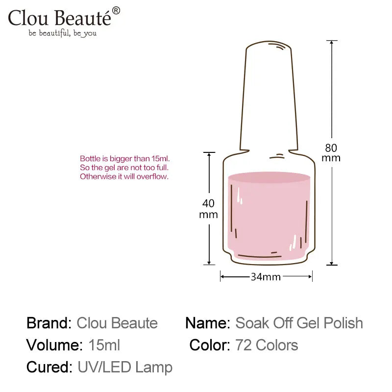Clou Beaute 56 Colors Gel Nail Polish Pastal Pink Green Lavender UV Nail Gel Soak Off UV Varnish Macaron Gel Paint 15ml Nail Art