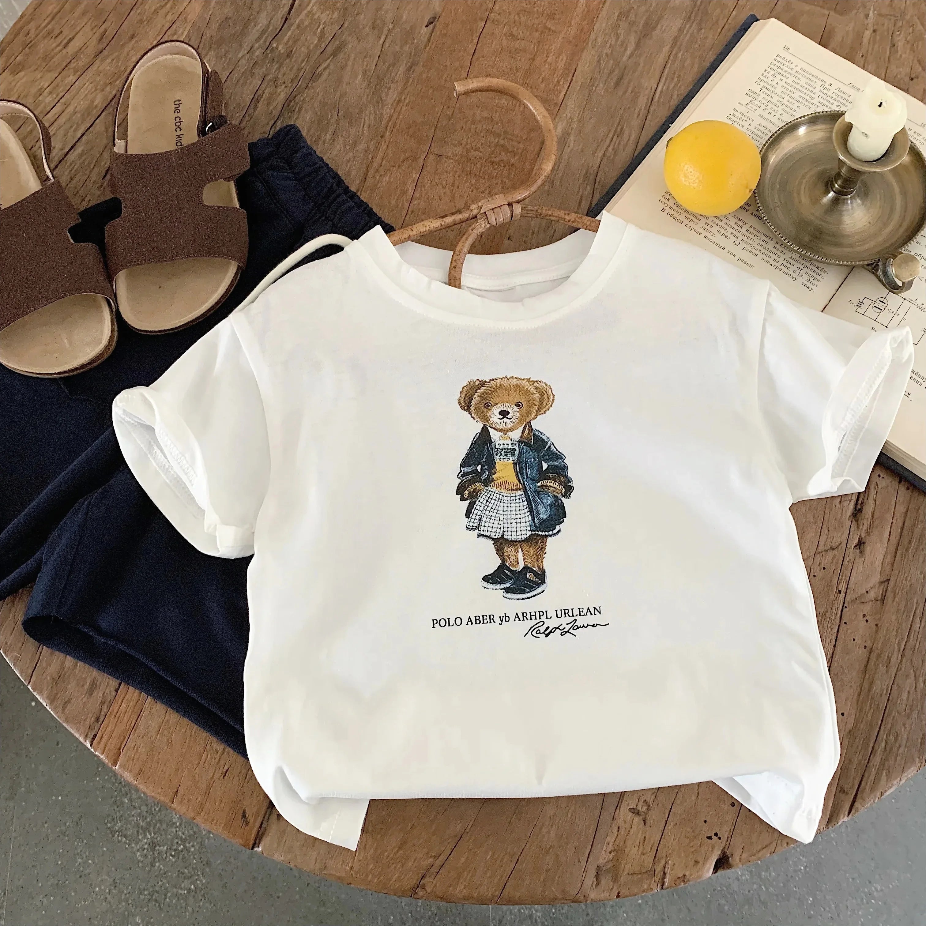 Children T-shirt With Added Sugar Summer New Product for Boys Girls Cartoon Teddy Bear Short Sleeved T Baby Cute Pattern