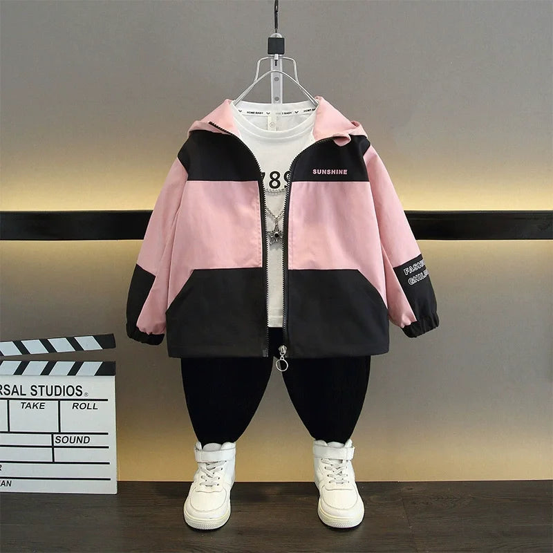 2-12 Years SunShine Girls Jacket Autumn Little Princess Windbreaker Coat Hooded Zipper Boys Outerwear Birthday Gift Kids Clothes