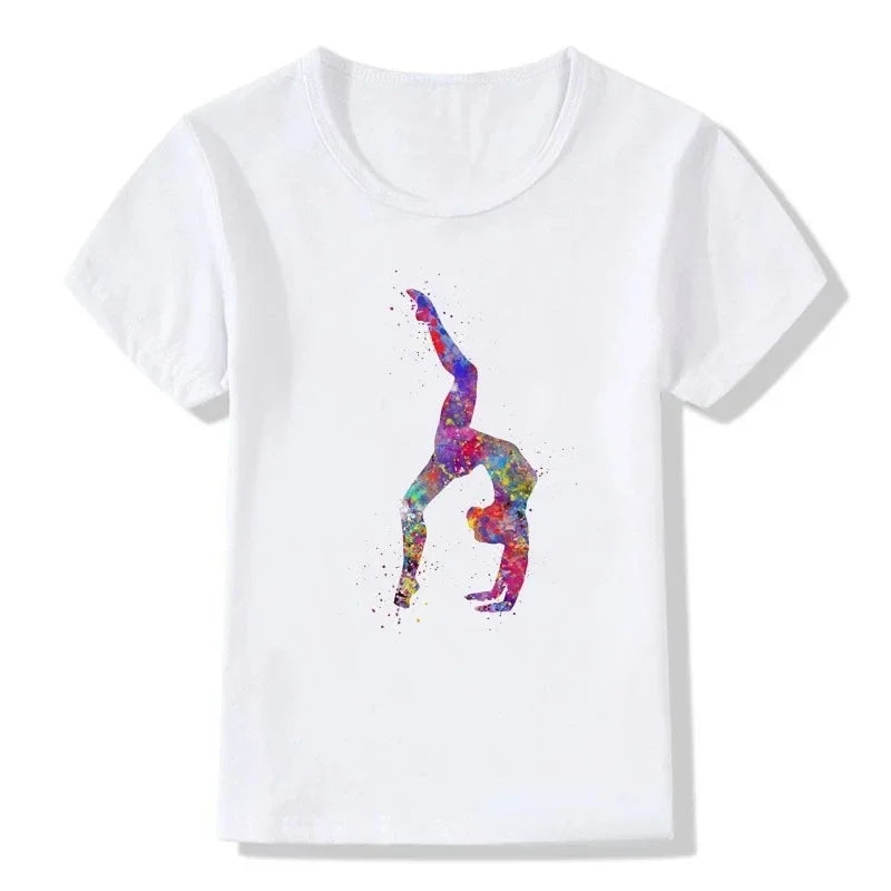 Boys T-shirt Girls Kids Rhythmic Gymnastics Printed T-shirt Modal Clothing Short Sleeves Boys Clothes