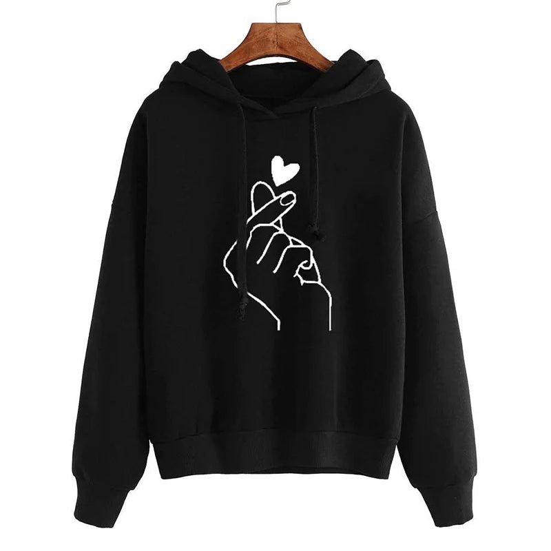 Korean Finger Heart Fleece Hoodie