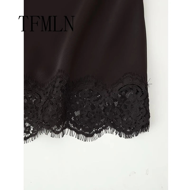 Women’s Satin Lace Long Wrap Skirt