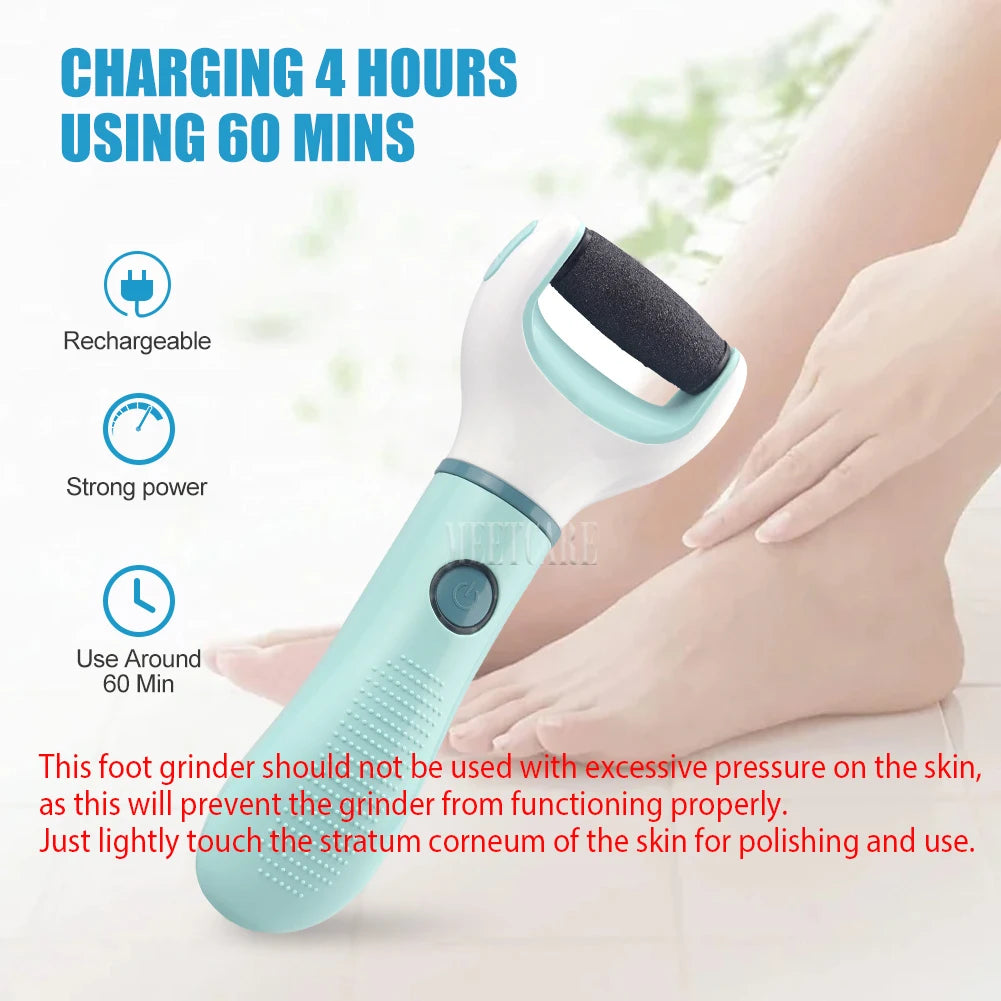 Electric Foot Grinder Auto Pedicure Tools Foot Sandpaper File Dead Wet Dry Hard Skin Callus Remover Rechargeable Foot Cleaner