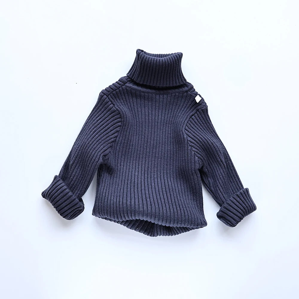 Kids Sweaters Solid Girls Sweater Brief Boys Pullover Turtleneck Knitwear
