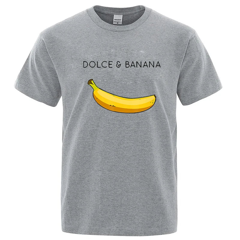 Summer Men's T-shirt High Quality 100%Cotton Funny Banana Printing Loose O-neck Men Short Sleeve Casual For Male T-shirt Top Tee
