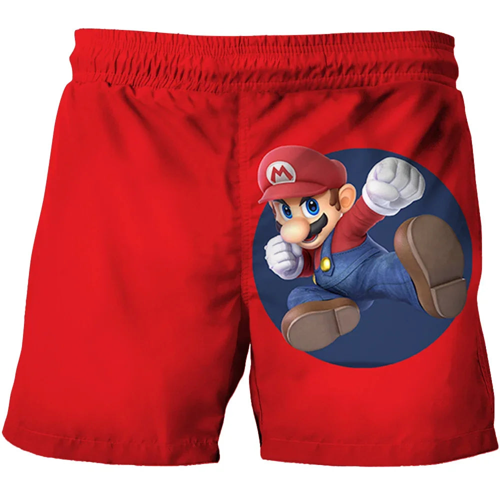 Super Marios Cartoon Beach Shorts, Beach Swimming Pants, Boys' Fashion Children's Sports Shorts, Super Marios New Style