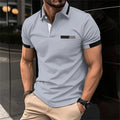 Men's fitness casual sports T-shirt, gym running sports elastic short-sleeved Polo shirt, lapel top, men's tight T-shirt