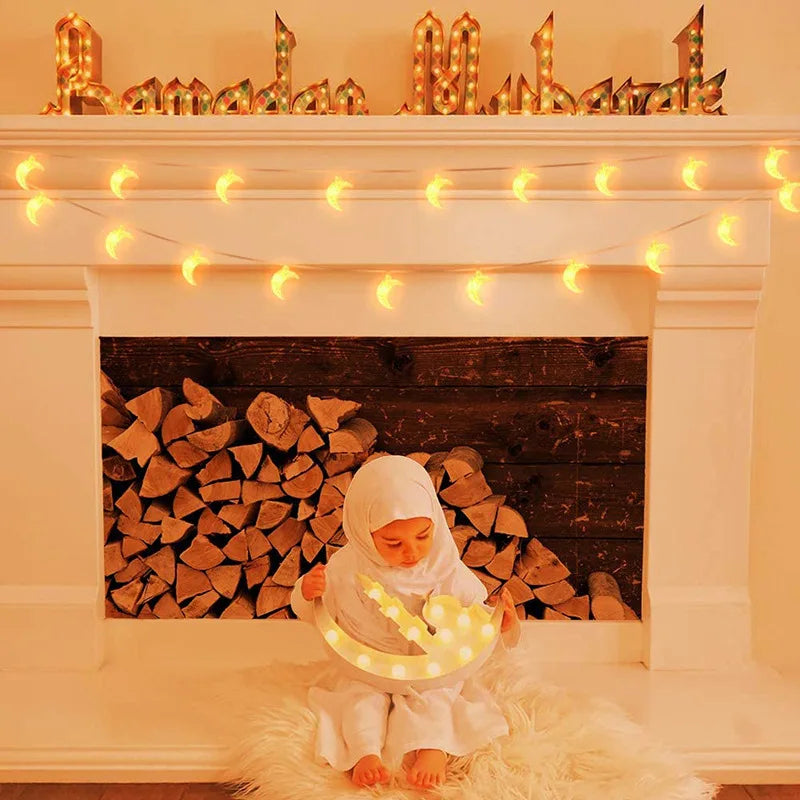 1.5M 10LED Moon Star Eid Mubarak String Light Ramadan Decorations for Home 2026 Ramadan Kareem Islamic Muslim Party Eid Al Adha