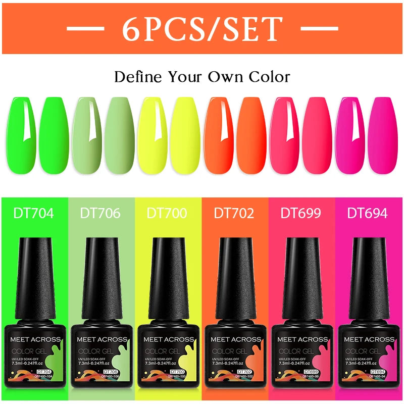6pc Nail Gel Polish Set DIY Nail Art Semi Permanent UV LED Gel Kit For Nails Decoration Manicure Soak Off Painting Vernis Design