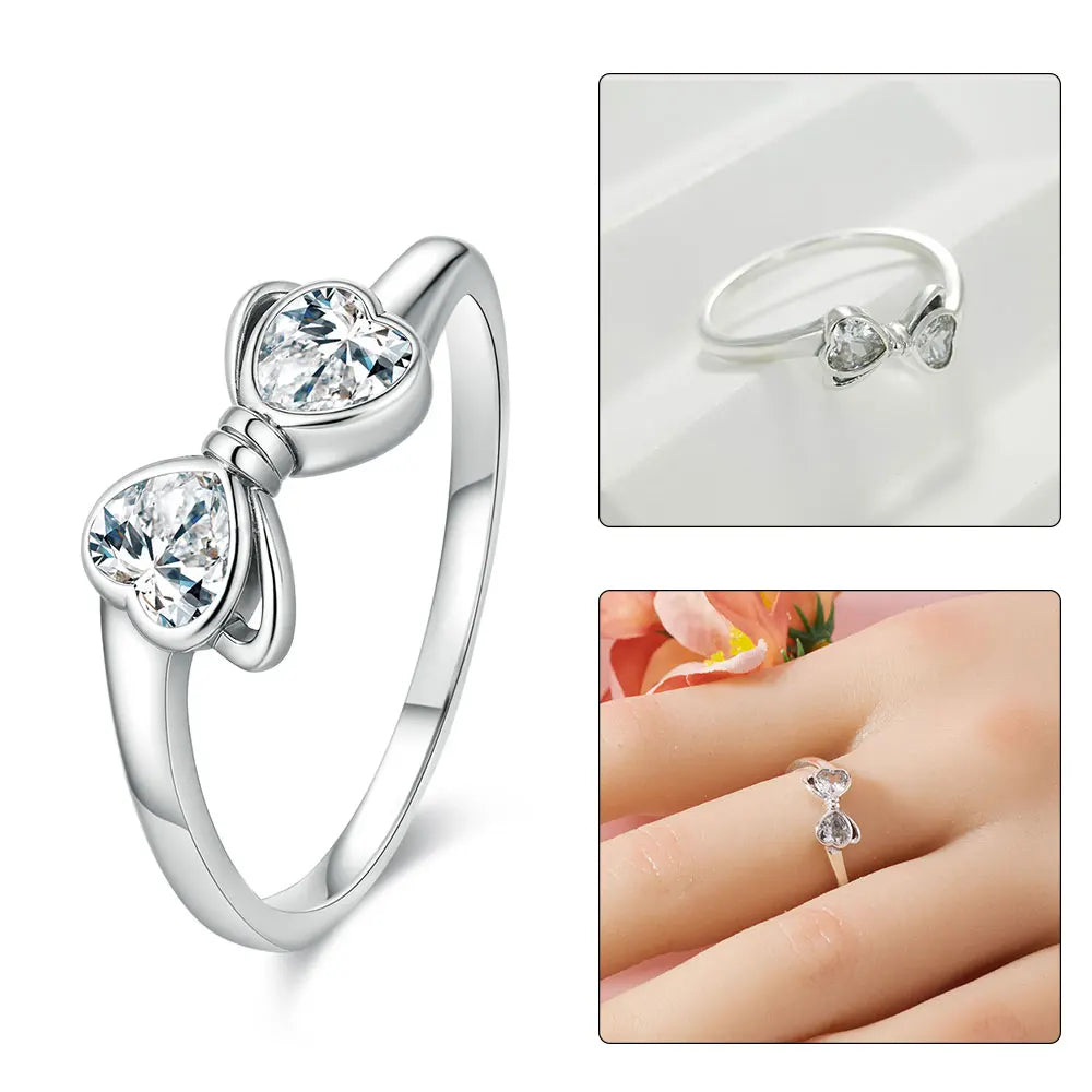 925 Sterling Silver Sparkling Hoops Ring Love Heart For Women Fashion jewelry Firefly Clover ring Party Anniversary Fine Gifts