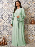Spring New Arrival Long Abaya Dress 2026 Features Unique Embroidered Sleeves  Islam Kimono Kaftan Muslim Women Abaya Belted Robe