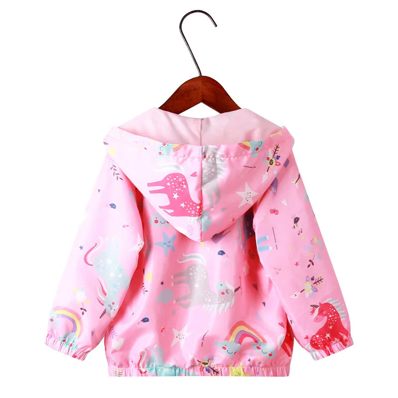 Children Jacket 2 3 4 5 6 7 8 9Y Girl Clothes Spring Cotton Kids Graffiti Hoodie Ziper Toddler Girls Windbreaker Coat Autumn Top