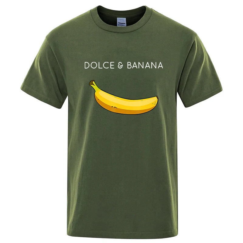 Summer Men's T-shirt High Quality 100%Cotton Funny Banana Printing Loose O-neck Men Short Sleeve Casual For Male T-shirt Top Tee