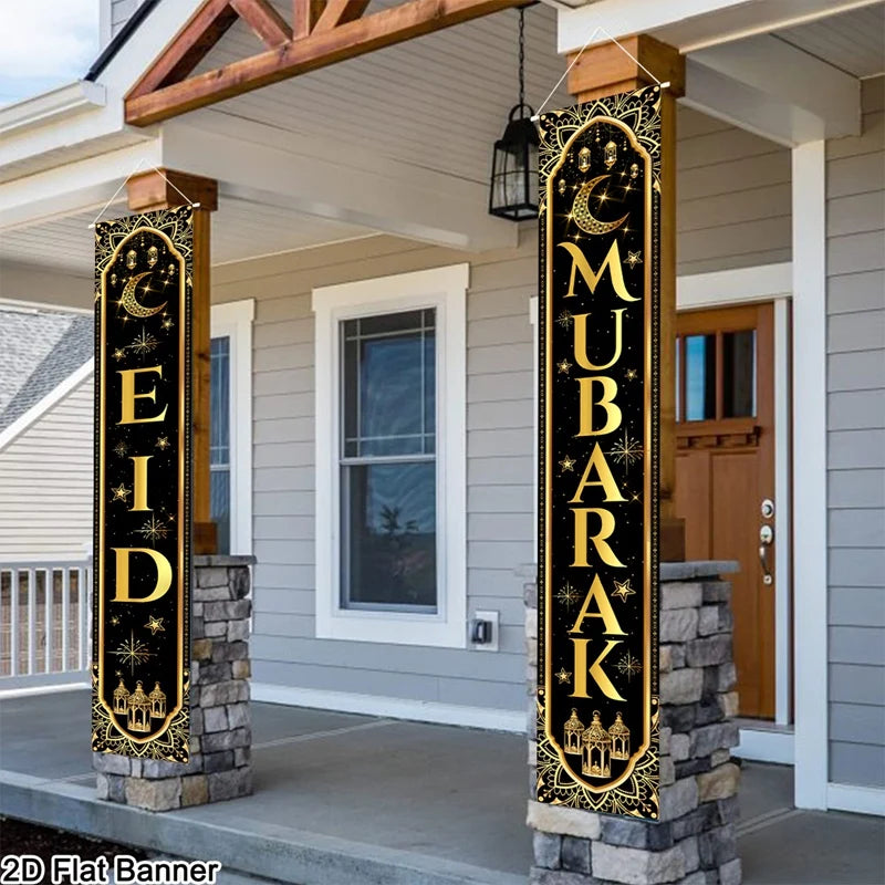 Eid Mubarak Door Banner Ramadan Decoration 2026 for Home Mubarak Ramadan Kareem Islamic Muslim Party Decor Eid Al Adha Gifts