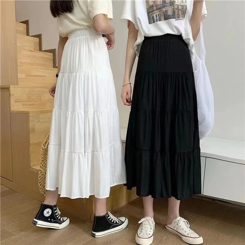 Vintage High-Waist Patchwork A-Line Skirt