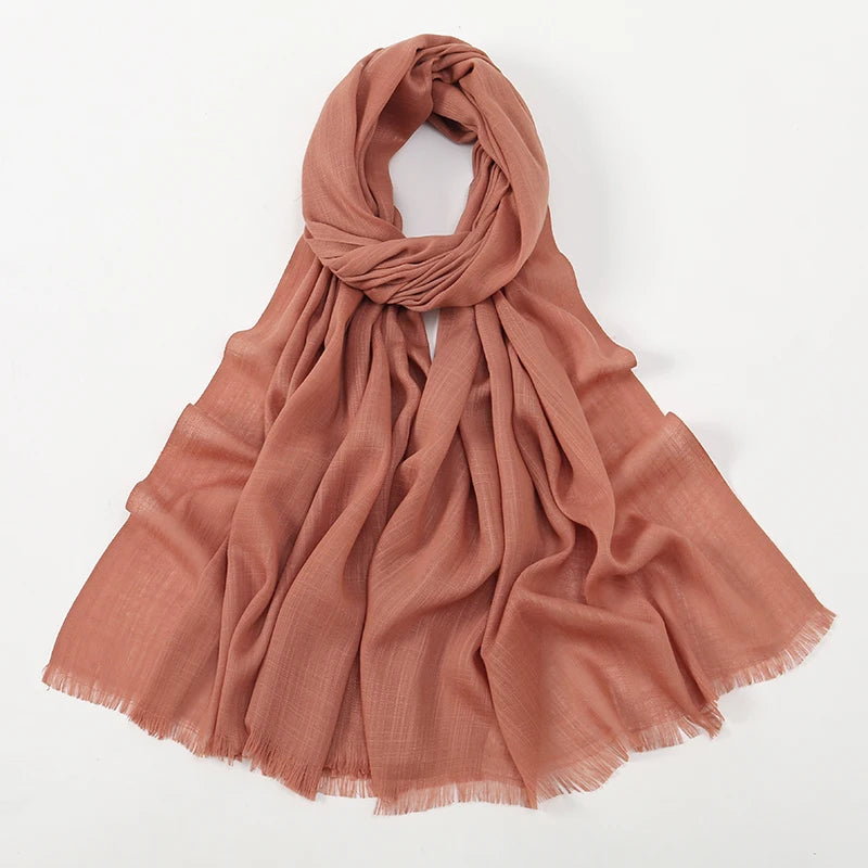 New Bamboo Cotton Hijab Scarf For Women Solid Wrap And Shawls Musulman Headband Islamic Turban Headband Maxi Headscarf Foulard