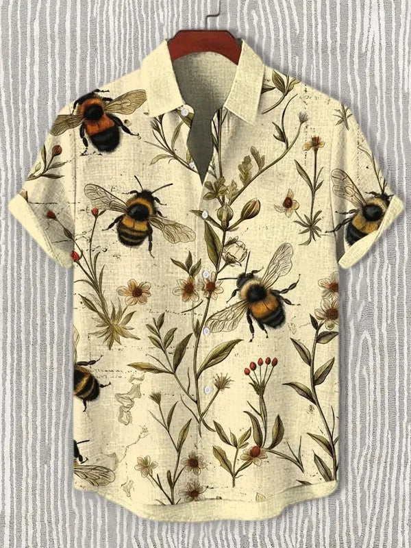 Men's Cat Graphics Shirts Short Sleeved Button Down Lapel Shirt For Summer Oversized Tops Vacation Casual Hawaiian Shirts