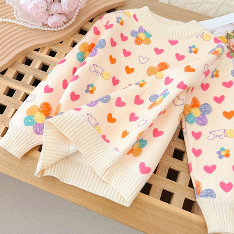 Girls' Sweater Autumn/Winter New Thickened Fashion Children's Knitted Sweater Girls' Top Sweet and Cute
