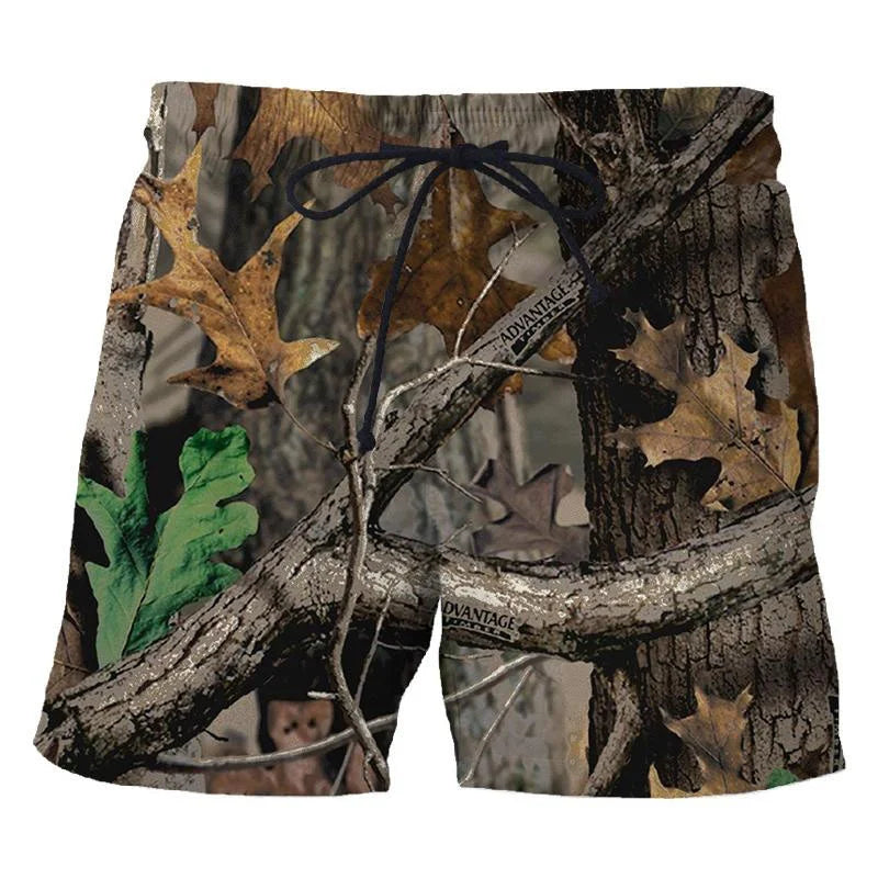 3d Camouflage Tree Leaves Printed Men's Short Pants Casual Personality Cool Camo Beach Shorts Oversized Fashion Board Shorts
