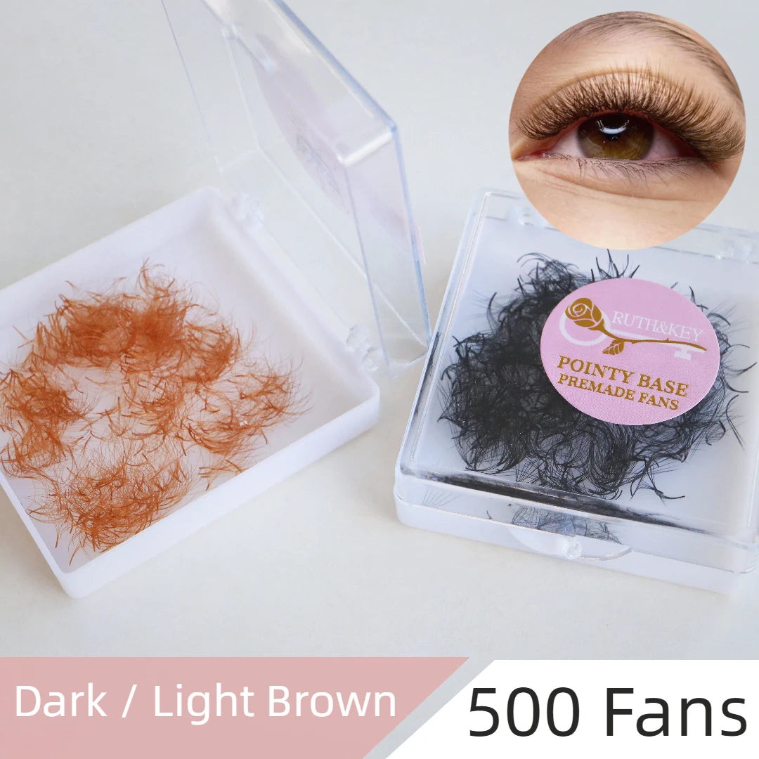 500Fans Dark Brown Color Lash Extensions Premade 5D Thin Root Loose Brown Promade Eyelashes Extensions For Cosplay Women Makeup
