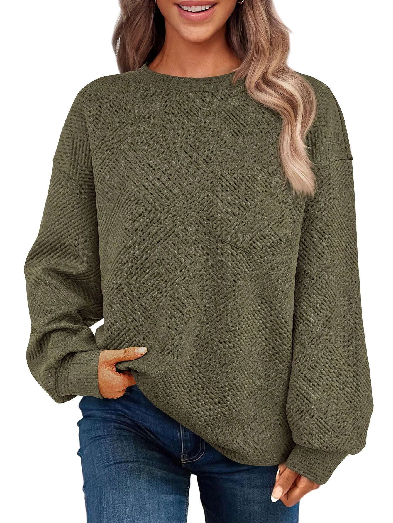 Oversized Sweatshirt For Women Korean Fashion Autumn Vintage Crew Neck Solid Sweatshirts For Women Women Winter Warm Pullovers