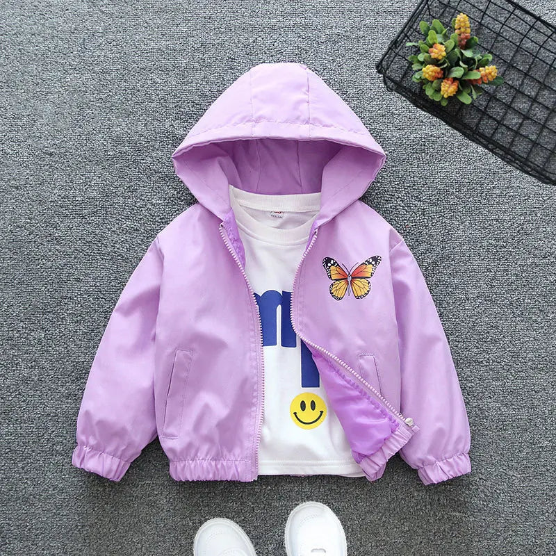 Children Spring Autumn Jacket Coat Clothing Kids Hooded Cute Windbreaker Kids Baby Boys Girls Outerwear Clothes