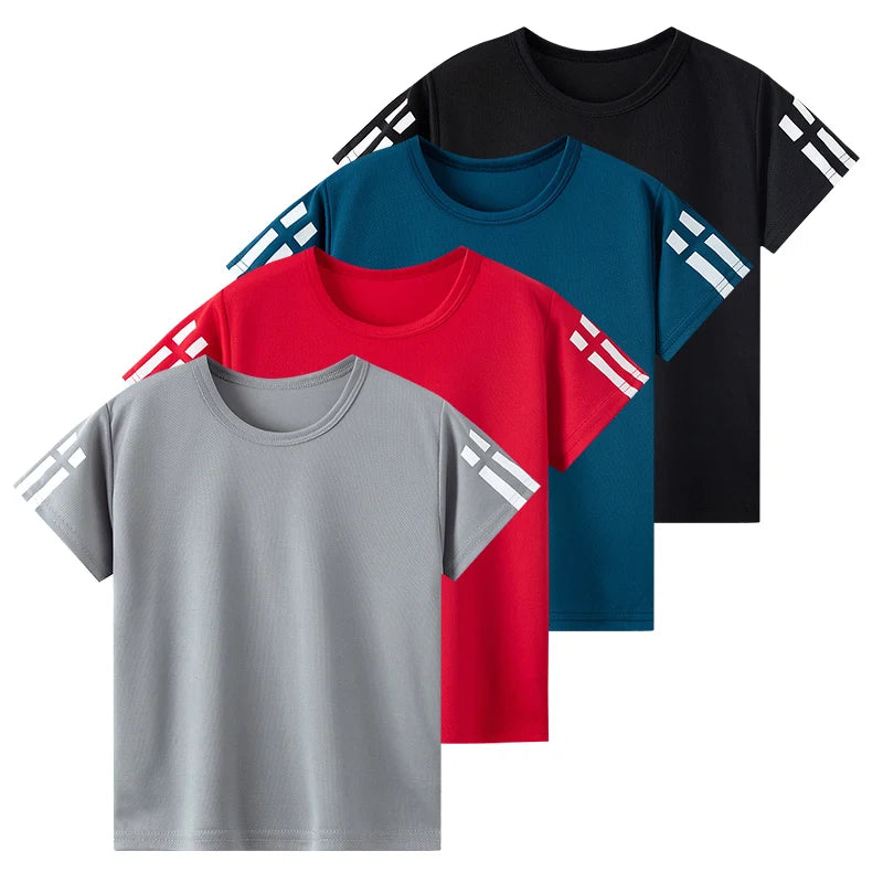 2/4-pcs Summer Children's Multi-color Combination Quick Drying Sports Suit Boys And Girls Short Sleeved T-shirt Versatile Shorts