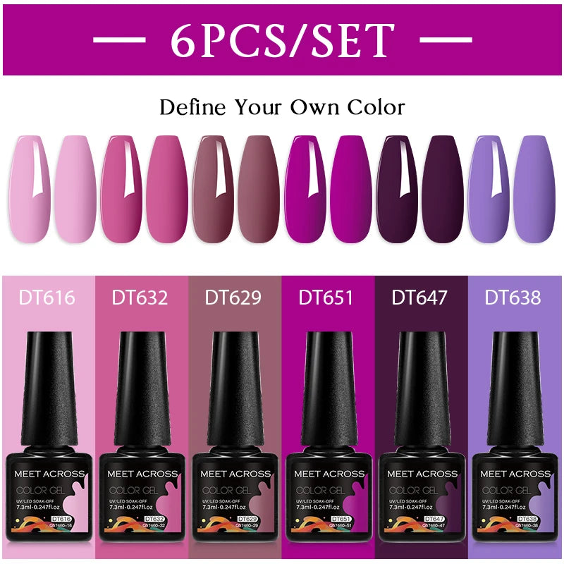 6pc Nail Gel Polish Set DIY Nail Art Semi Permanent UV LED Gel Kit For Nails Decoration Manicure Soak Off Painting Vernis Design